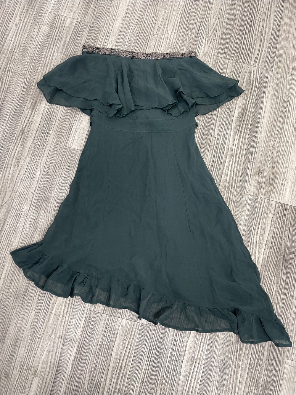 CHAN LUU Darkest Spru strapless Beaded Dress size XS.